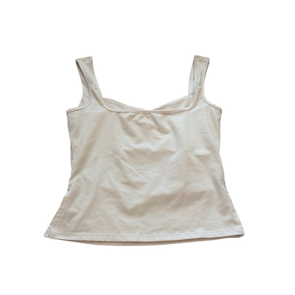 White Split Side Super Soft Square Neck Tank Top S/M - Picture 2 of 5